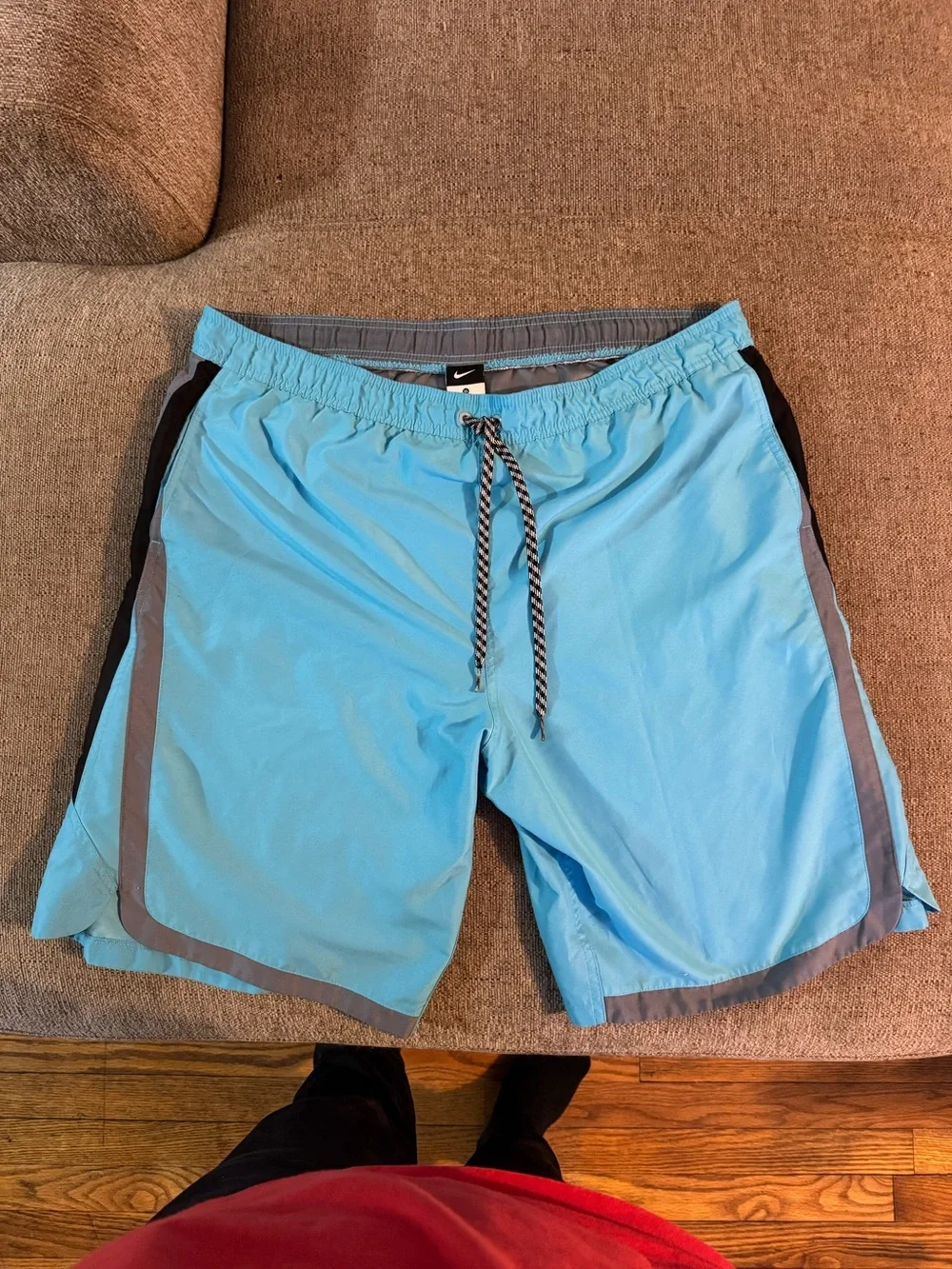 Nike Men’s Sky Blue Swim Shorts with Gray Trim